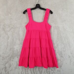 Amanda Uprichard Dress Women S Hot Pink Nicolia Babydoll Ruffle Tiered Mini Bold